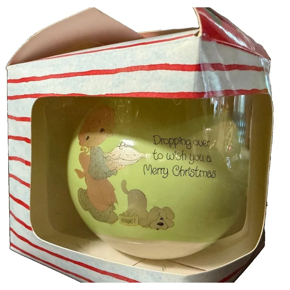 Vintage 1980 Precious Moments Enesco E-3435 Glass Ball Christmas Ornament Box
